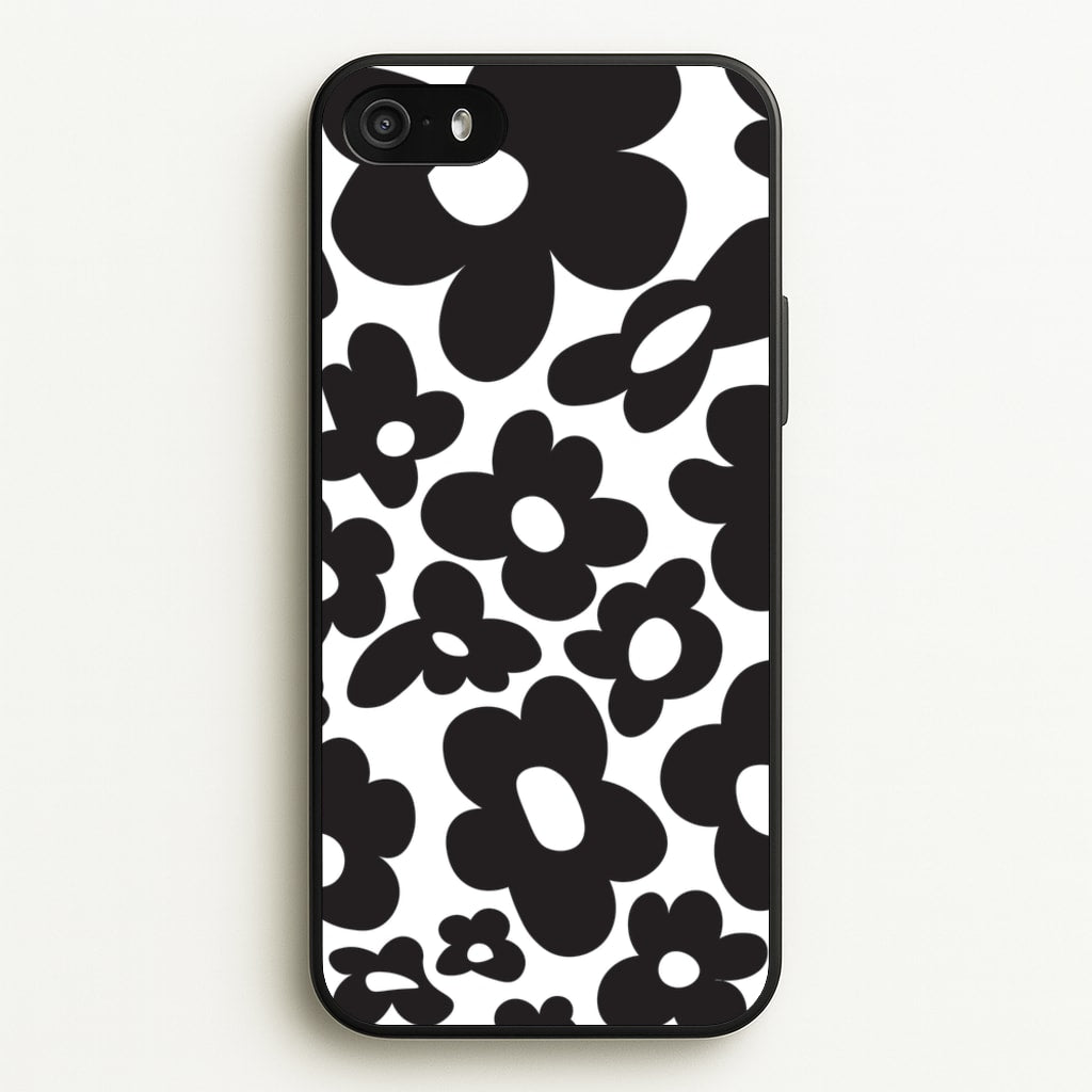 Black Flowers - Trippy Patterns - Trippy Patterns Phone Case for iPhone 5 / 5s / SE 2016