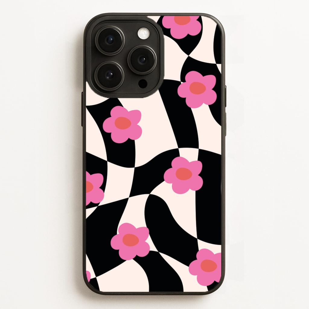 Checkboard Flowers - Trippy Patterns - Trippy Patterns Phone Case for iPhone 16 Pro Max