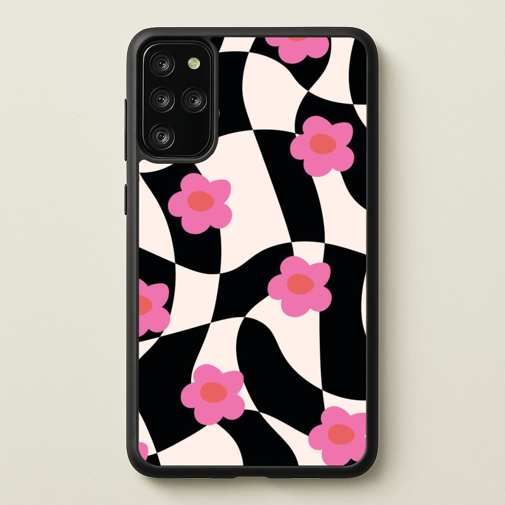 Checkboard Flowers - Trippy Patterns - Trippy Patterns Phone Case for Galaxy S20 Plus
