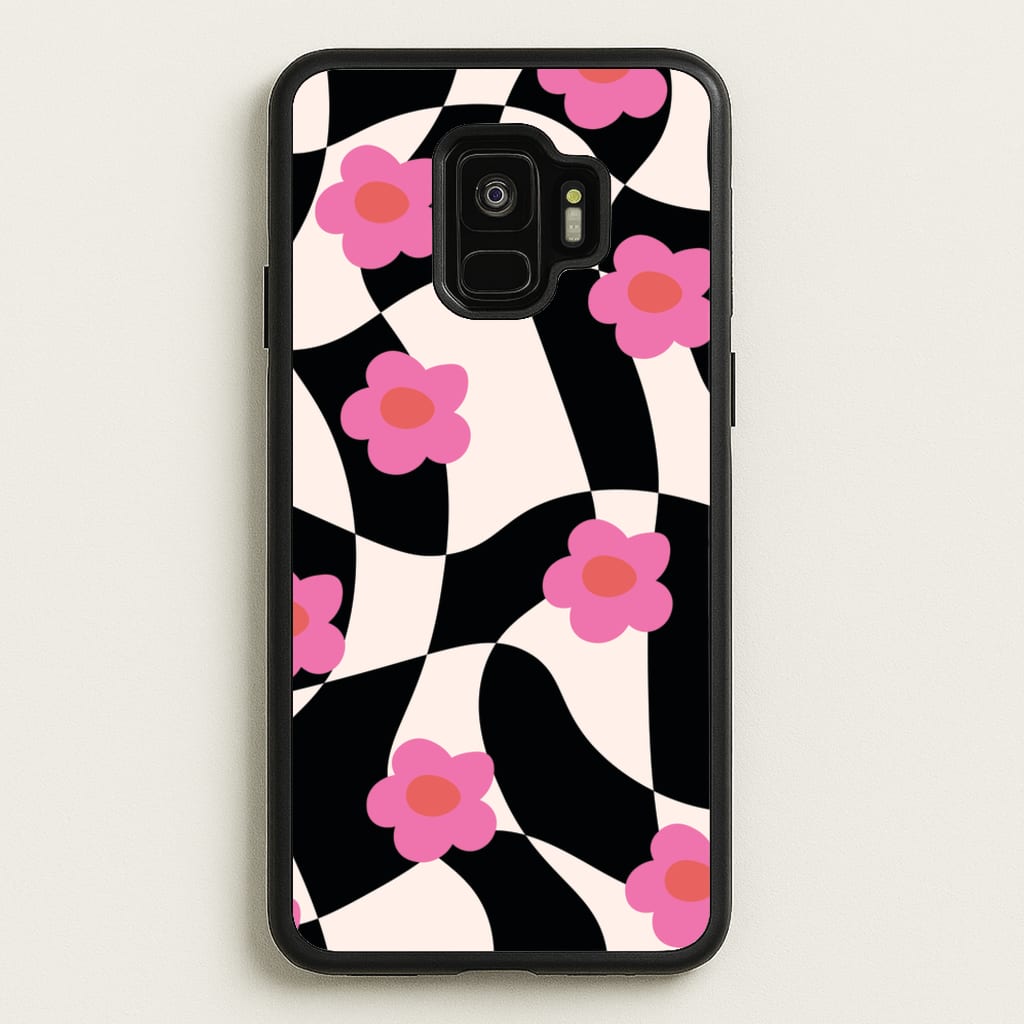 Checkboard Flowers - Trippy Patterns - Trippy Patterns Phone Case for Galaxy S9