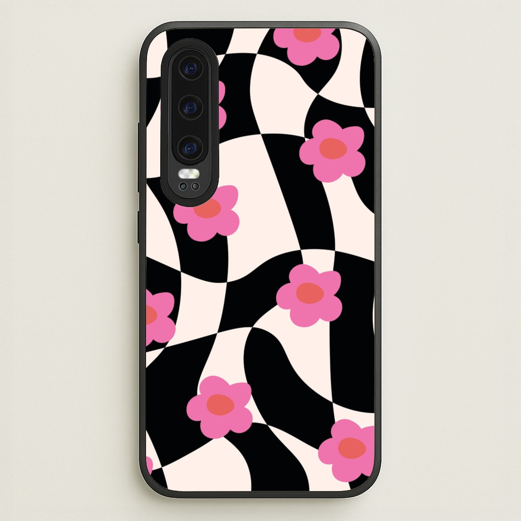 Checkboard Flowers - Trippy Patterns - Trippy Patterns Phone Case for Huawei P30