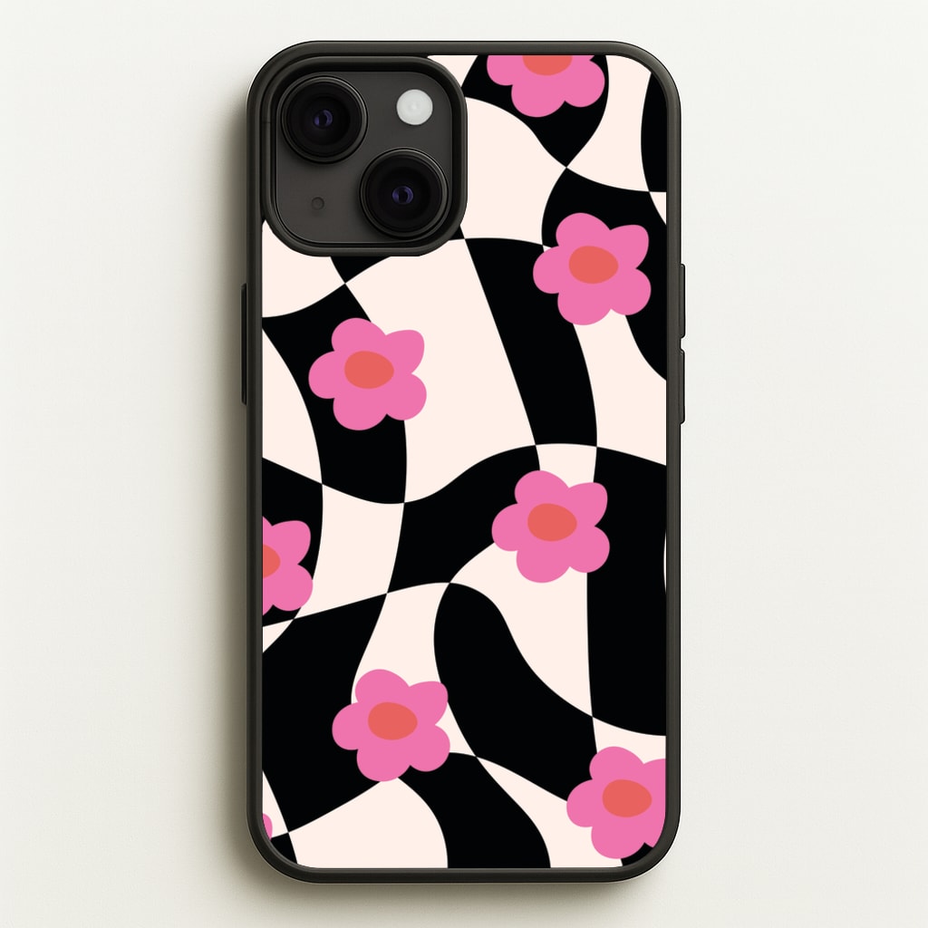 Checkboard Flowers - Trippy Patterns - Trippy Patterns Phone Case for iPhone 13