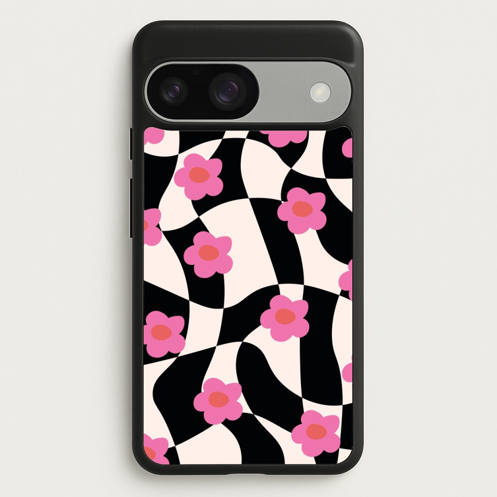 Checkboard Flowers - Trippy Patterns - Trippy Patterns Phone Case for Google Pixel 9 / 9 Pro