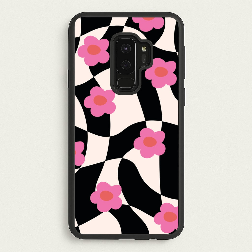 Checkboard Flowers - Trippy Patterns - Trippy Patterns Phone Case for Galaxy S9 Plus
