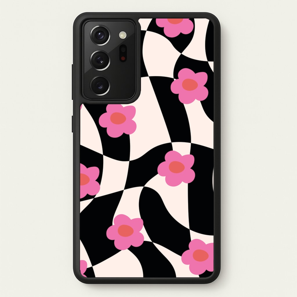 Checkboard Flowers - Trippy Patterns - Trippy Patterns Phone Case for Galaxy Note 20 Ultra