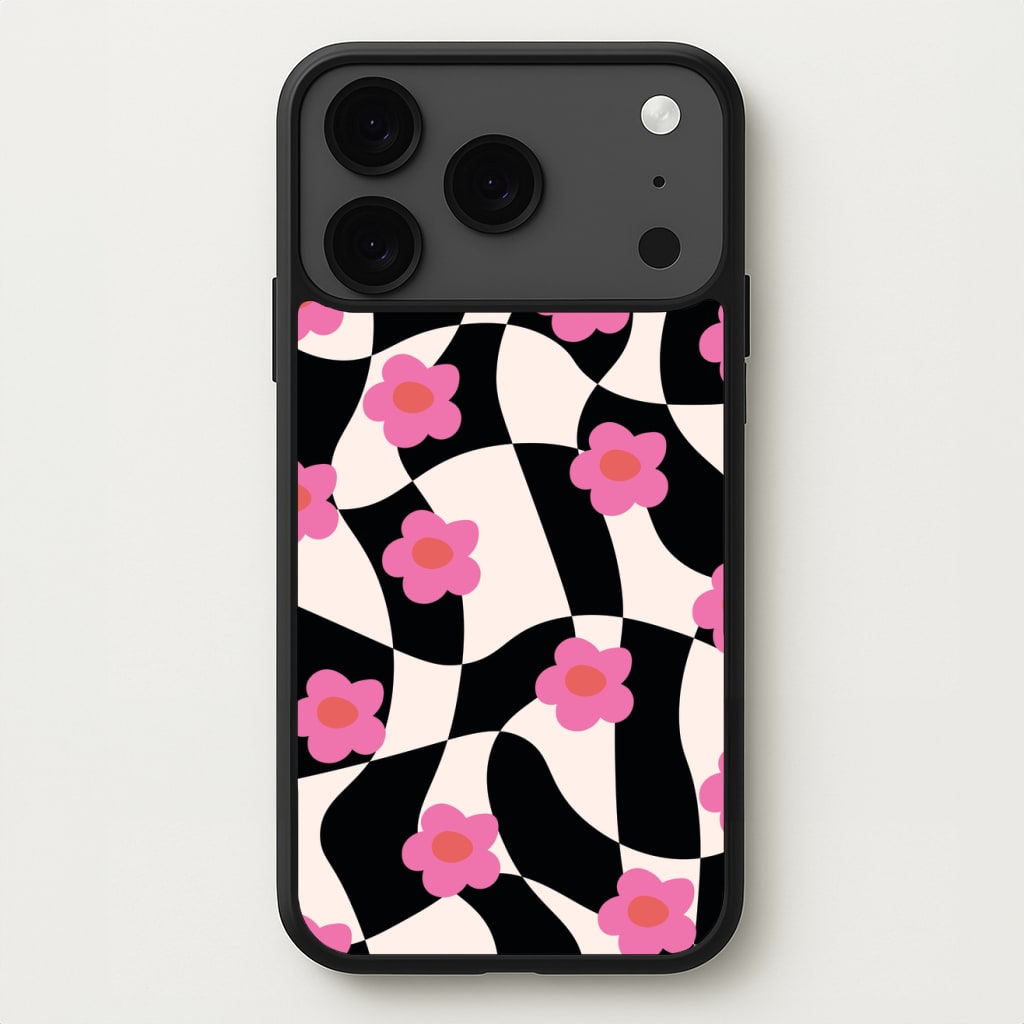 Checkboard Flowers - Trippy Patterns Phone Case for iPhone 17 Pro