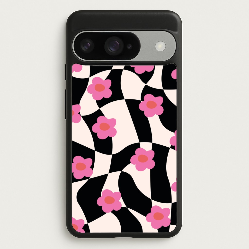 Checkboard Flowers - Trippy Patterns Phone Case for Google Pixel 10 / 10 Pro