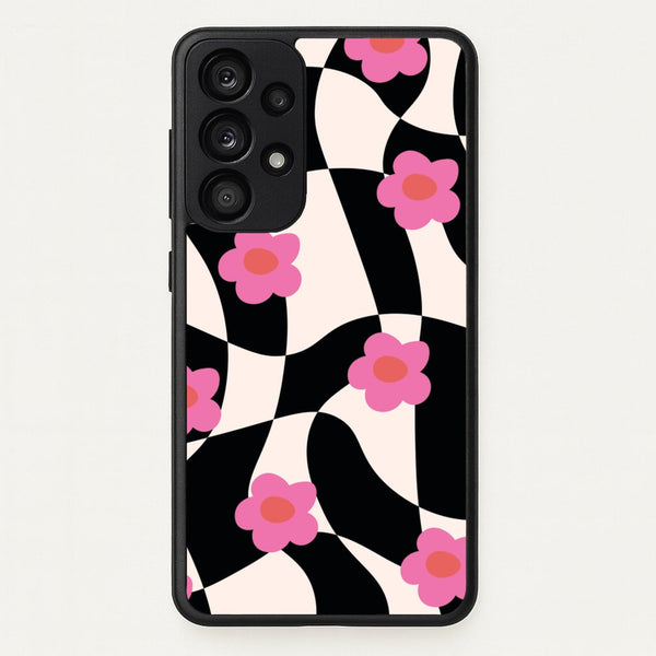 Checkboard Flowers - Trippy Patterns - Trippy Patterns Phone Case for Galaxy A33