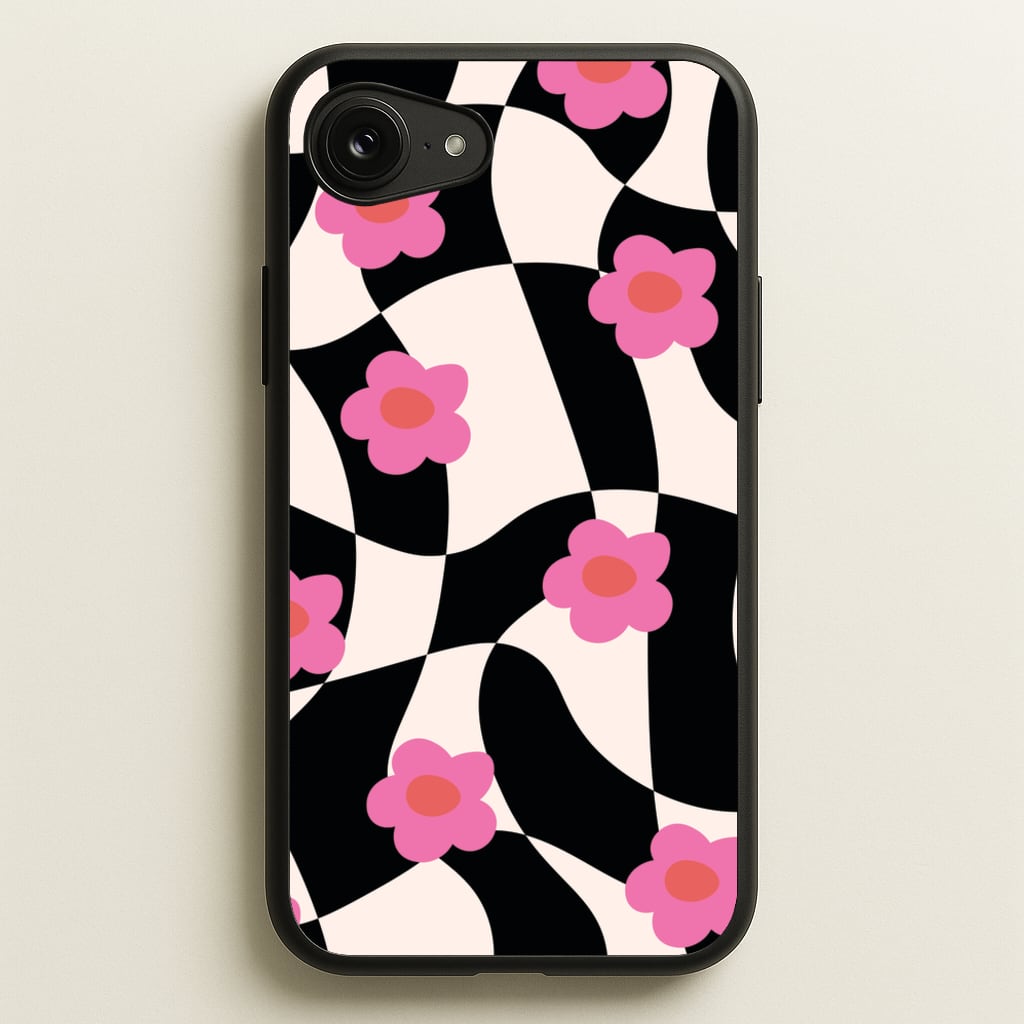 Checkboard Flowers - Trippy Patterns - Trippy Patterns Phone Case for iPhone 16e
