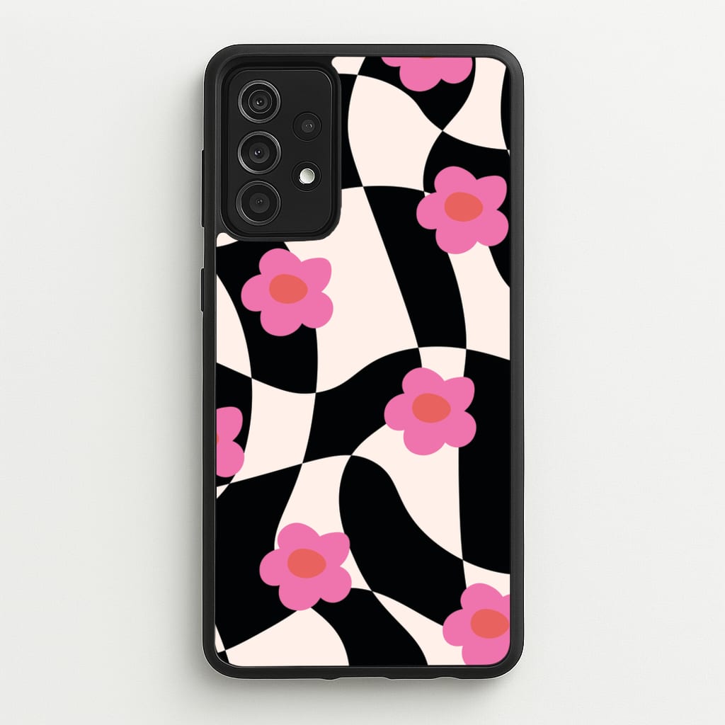Checkboard Flowers - Trippy Patterns - Trippy Patterns Phone Case for Galaxy A52 / A52s