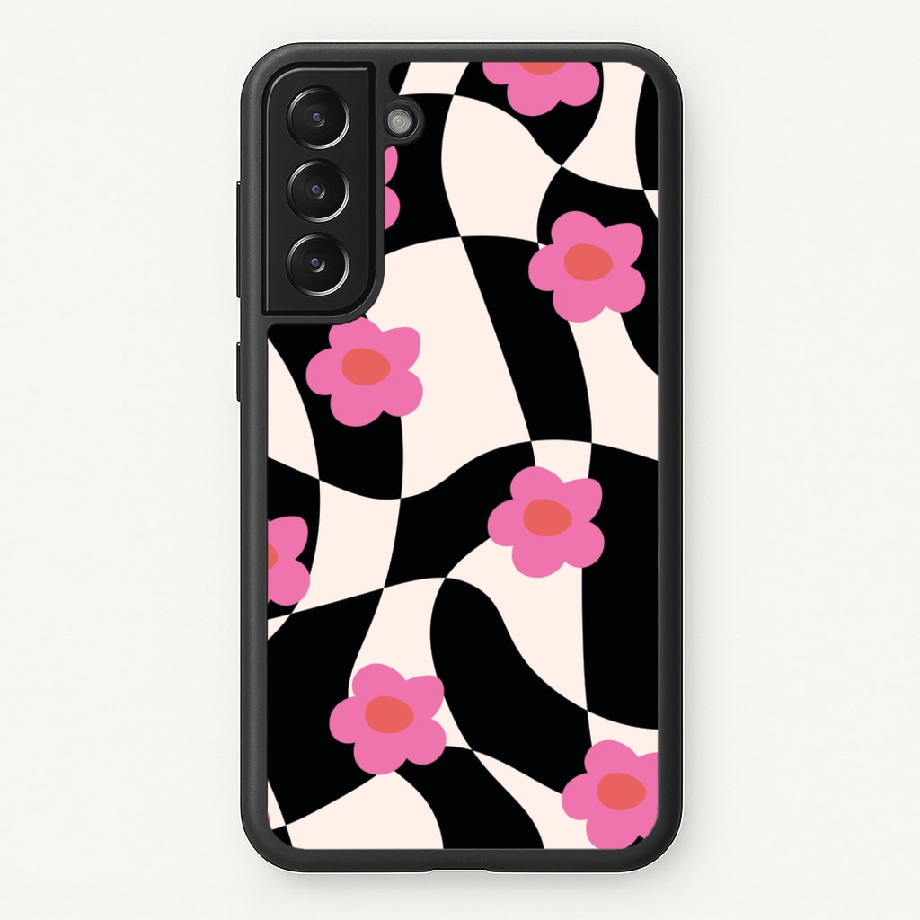 Checkboard Flowers - Trippy Patterns - Trippy Patterns Phone Case for Galaxy S22