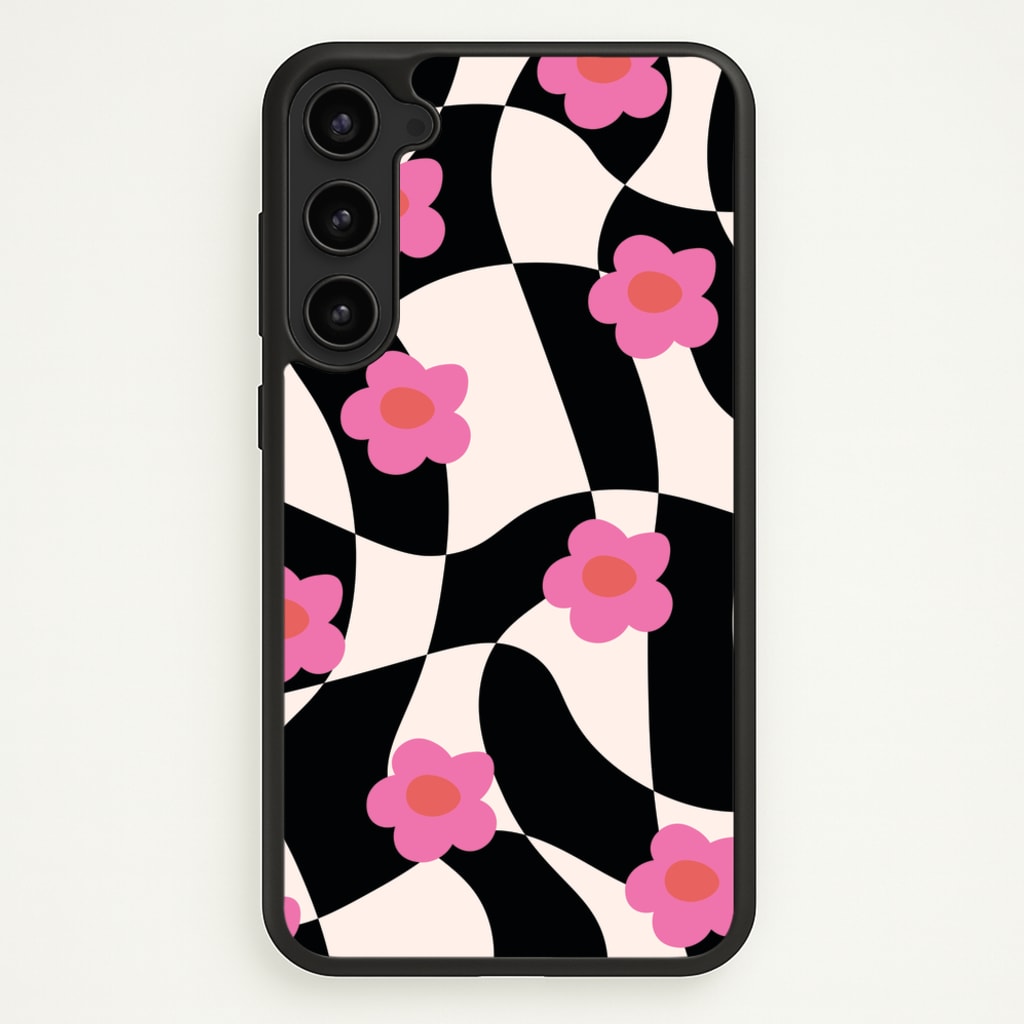 Checkboard Flowers - Trippy Patterns - Trippy Patterns Phone Case for Galaxy S23 Plus
