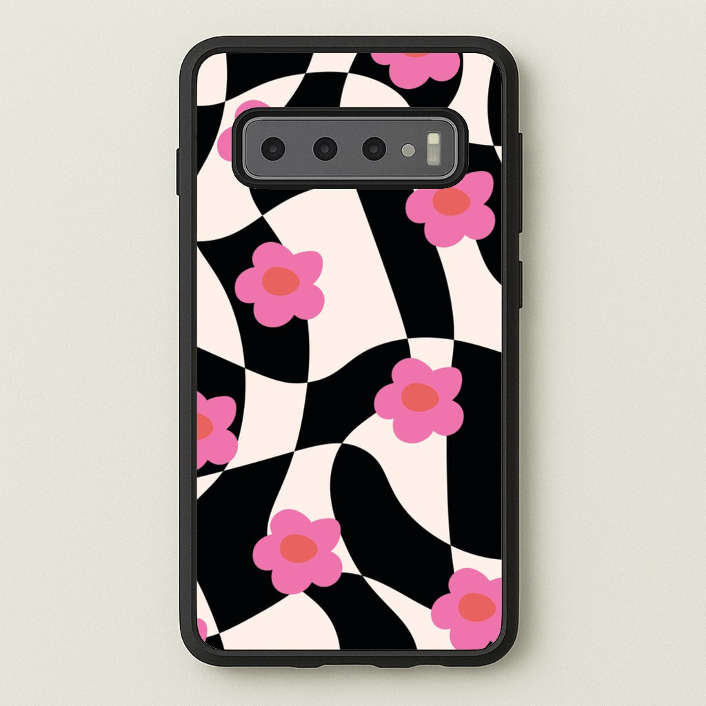 Checkboard Flowers - Trippy Patterns - Trippy Patterns Phone Case for Galaxy S10 Plus