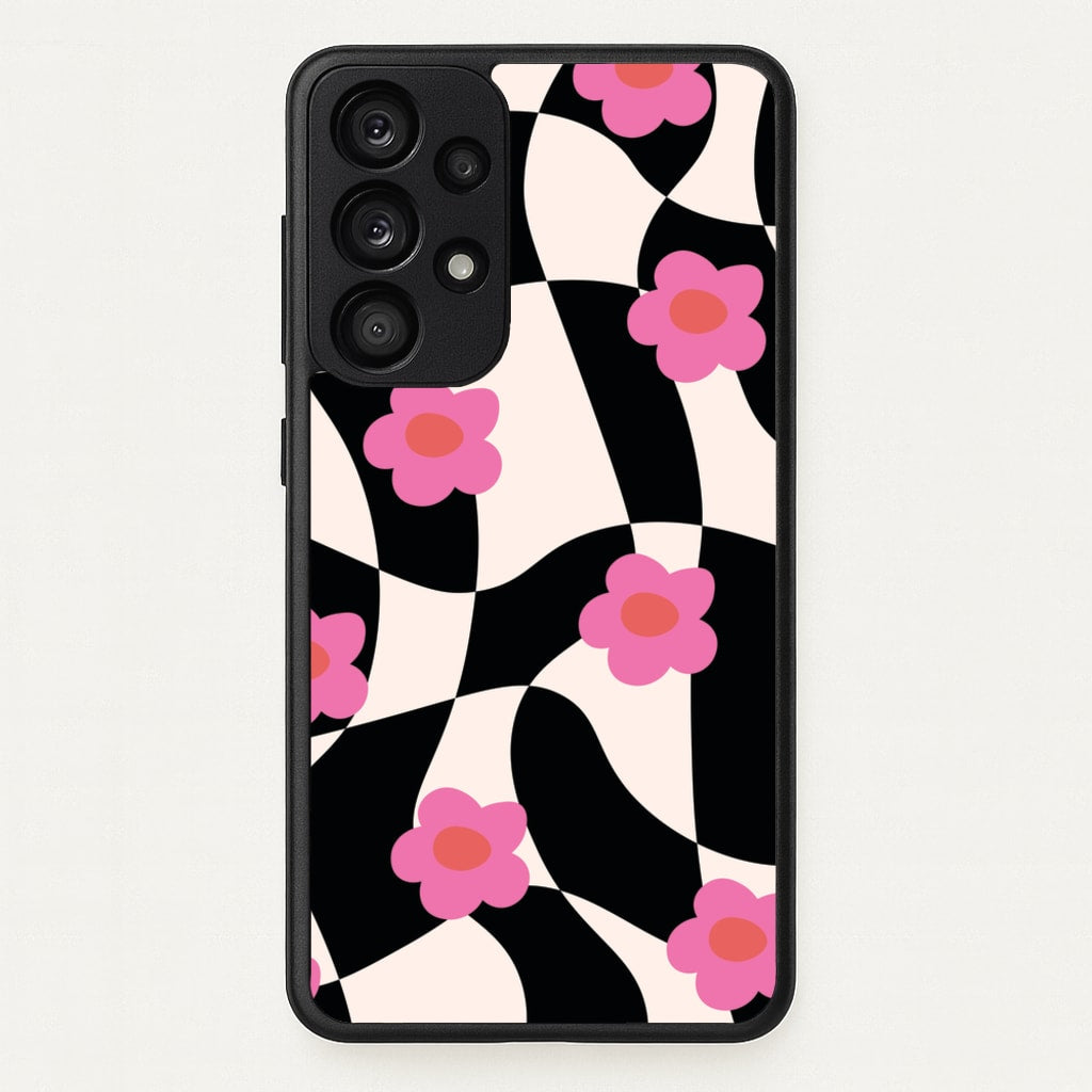 Checkboard Flowers - Trippy Patterns - Trippy Patterns Phone Case for Galaxy A53