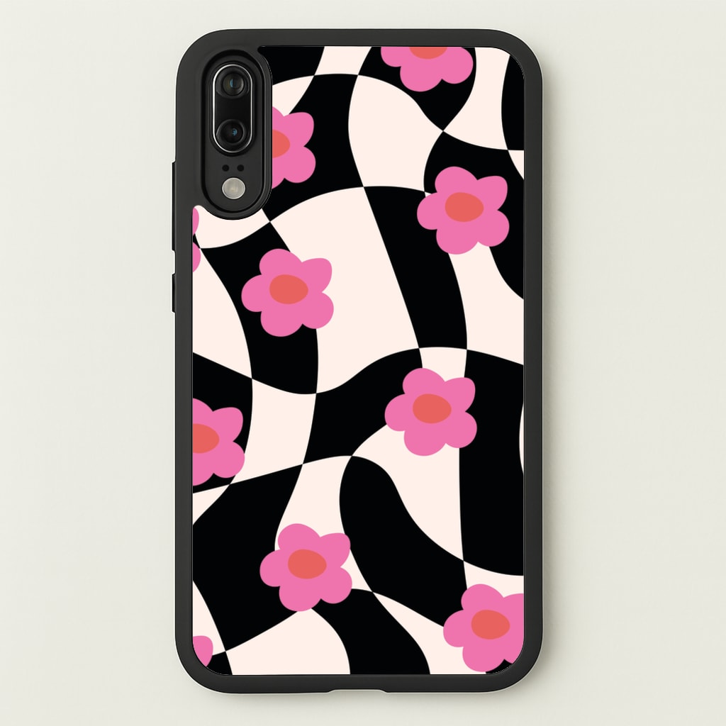 Checkboard Flowers - Trippy Patterns - Trippy Patterns Phone Case for Huawei P20
