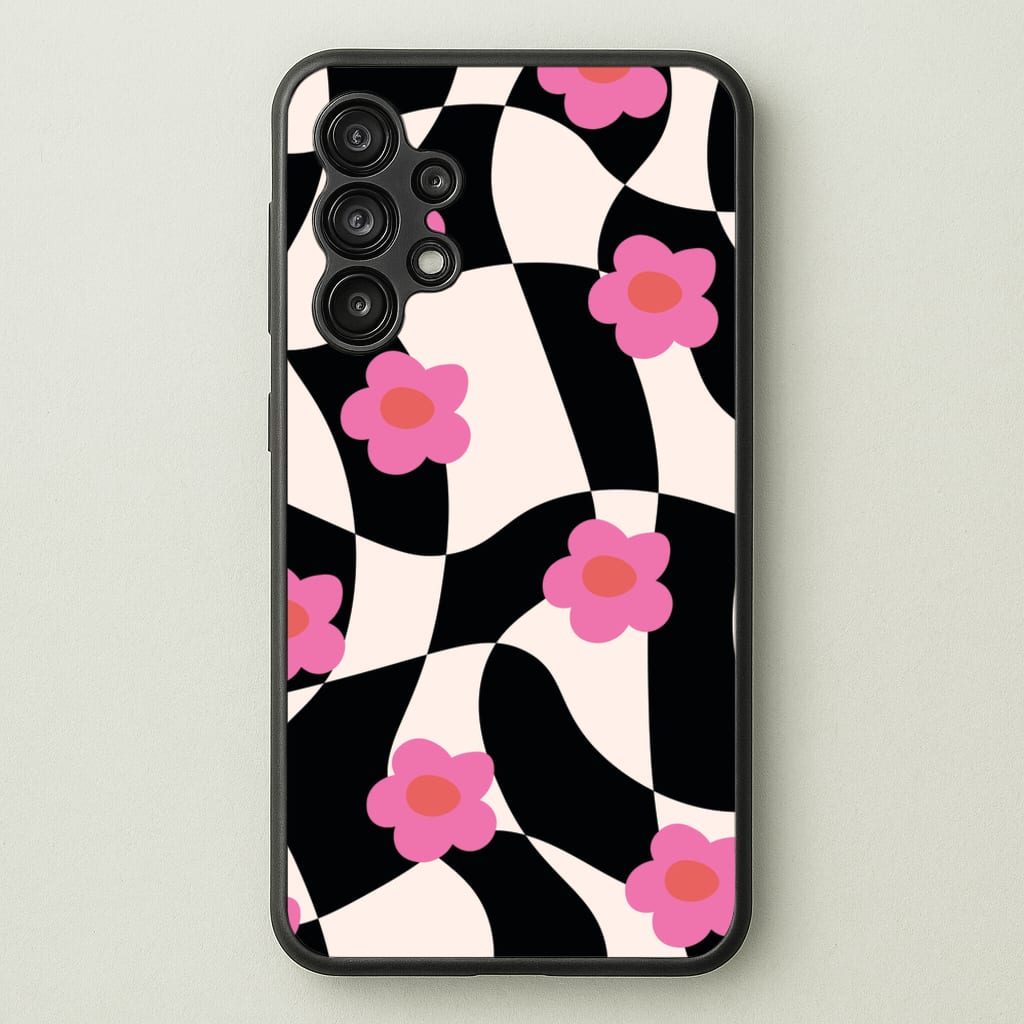 Checkboard Flowers - Trippy Patterns - Trippy Patterns Phone Case for Galaxy A13