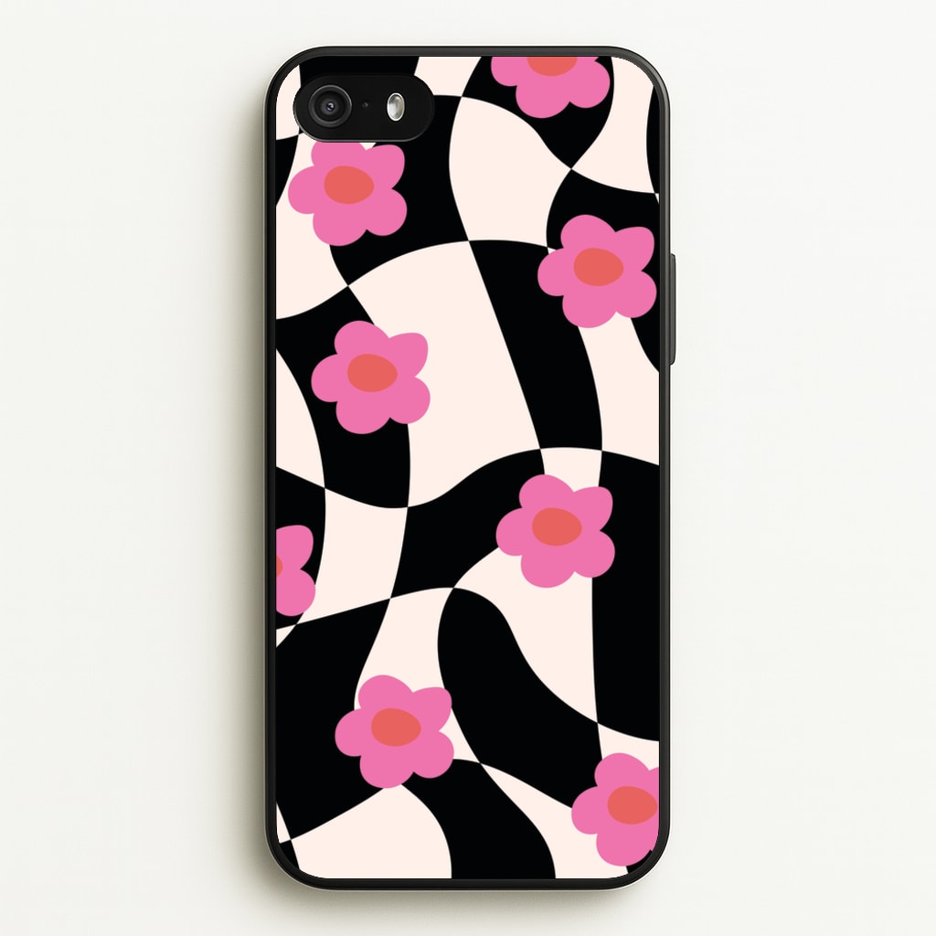 Checkboard Flowers - Trippy Patterns - Trippy Patterns Phone Case for iPhone 5 / 5s / SE 2016