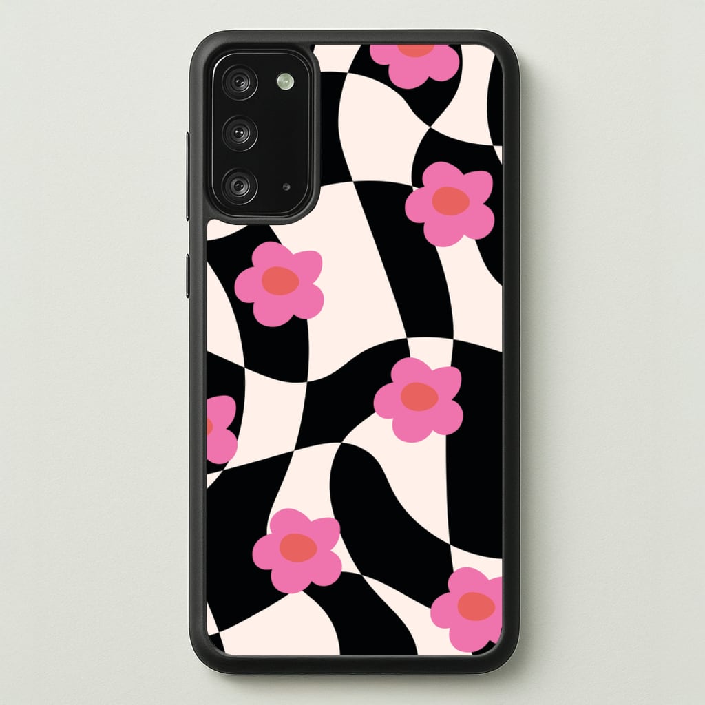 Checkboard Flowers - Trippy Patterns - Trippy Patterns Phone Case for Galaxy Note 20