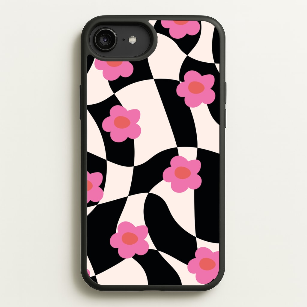 Checkboard Flowers - Trippy Patterns - Trippy Patterns Phone Case for iPhone 6 Plus / 7 Plus / 8 Plus