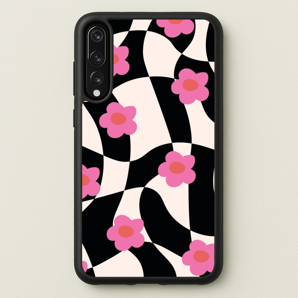 Checkboard Flowers - Trippy Patterns - Trippy Patterns Phone Case for Huawei P20 Pro