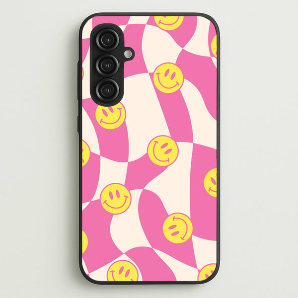 Smiley Checkboard - Trippy Patterns - Trippy Patterns Phone Case for Galaxy S23FE