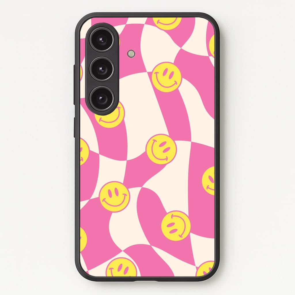 Smiley Checkboard - Trippy Patterns - Trippy Patterns Phone Case for Galaxy S24