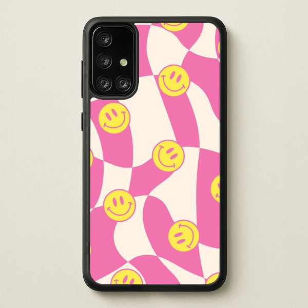 Smiley Checkboard - Trippy Patterns - Trippy Patterns Phone Case for Galaxy A71
