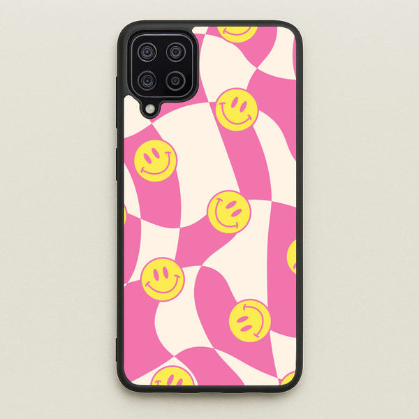 Smiley Checkboard - Trippy Patterns - Trippy Patterns Phone Case for Galaxy A12