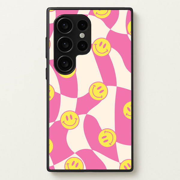 Smiley Checkboard - Trippy Patterns - Trippy Patterns Phone Case for Galaxy S24 Ultra