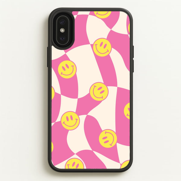 Smiley Checkboard - Trippy Patterns - Trippy Patterns Phone Case for iPhone XS Max