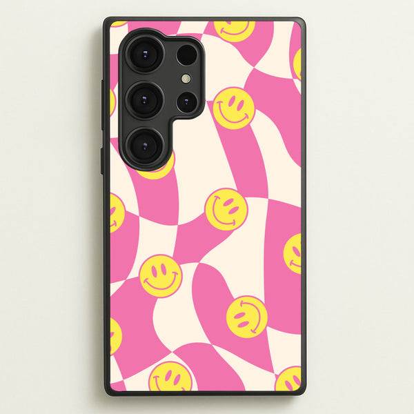Smiley Checkboard - Trippy Patterns - Trippy Patterns Phone Case for Galaxy S25 Ultra