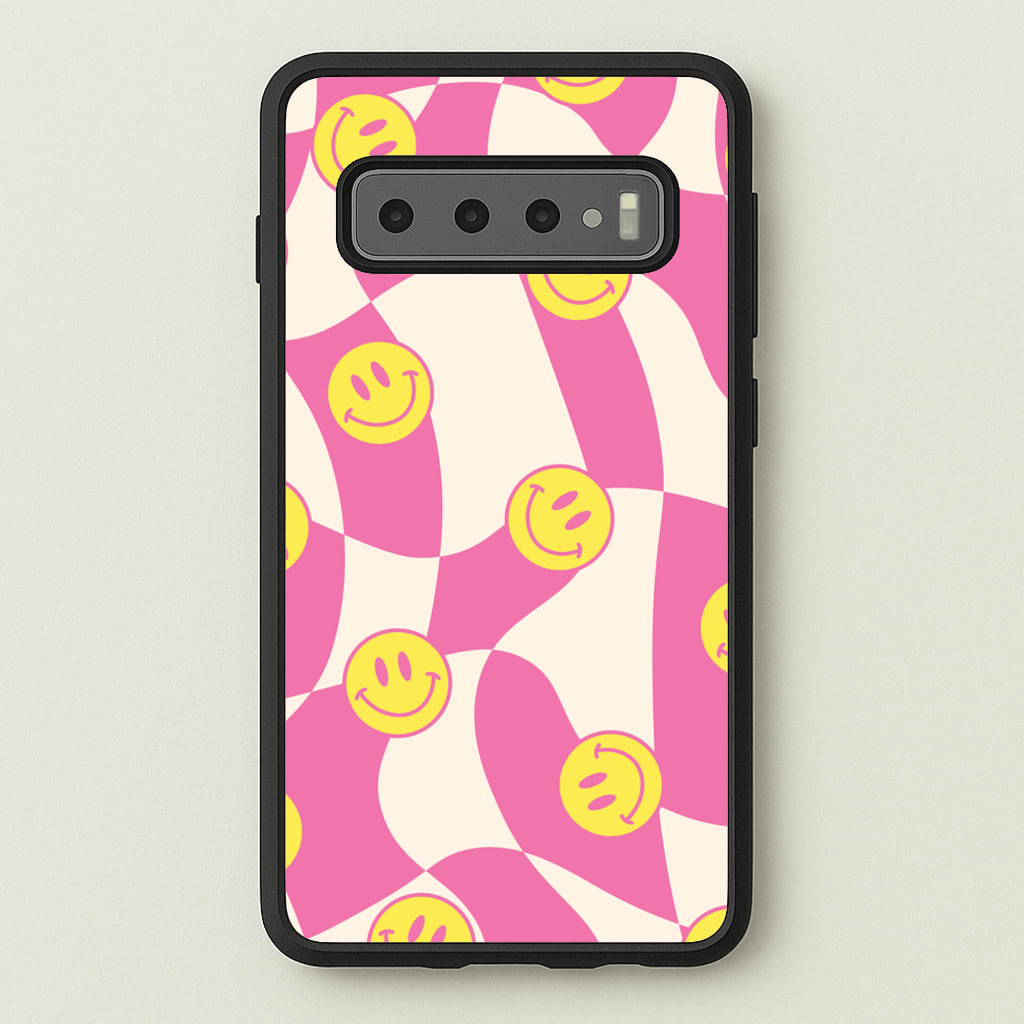 Smiley Checkboard - Trippy Patterns - Trippy Patterns Phone Case for Galaxy S10