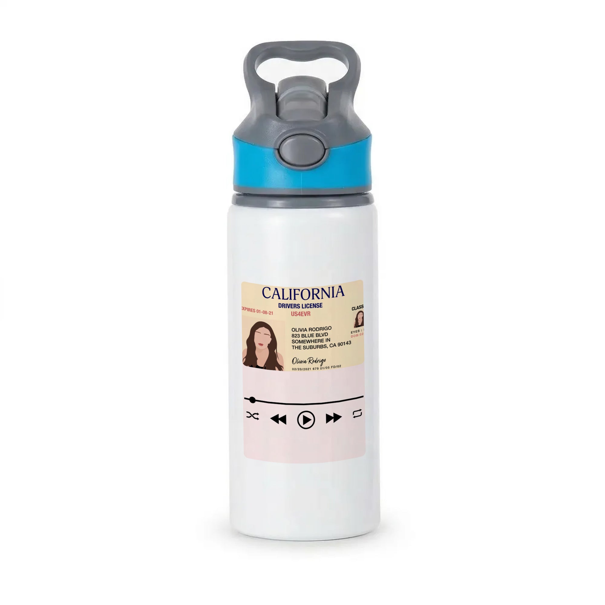 Drivers License - Olivia Rodrigo TikTok Active Water Bottle - Blue