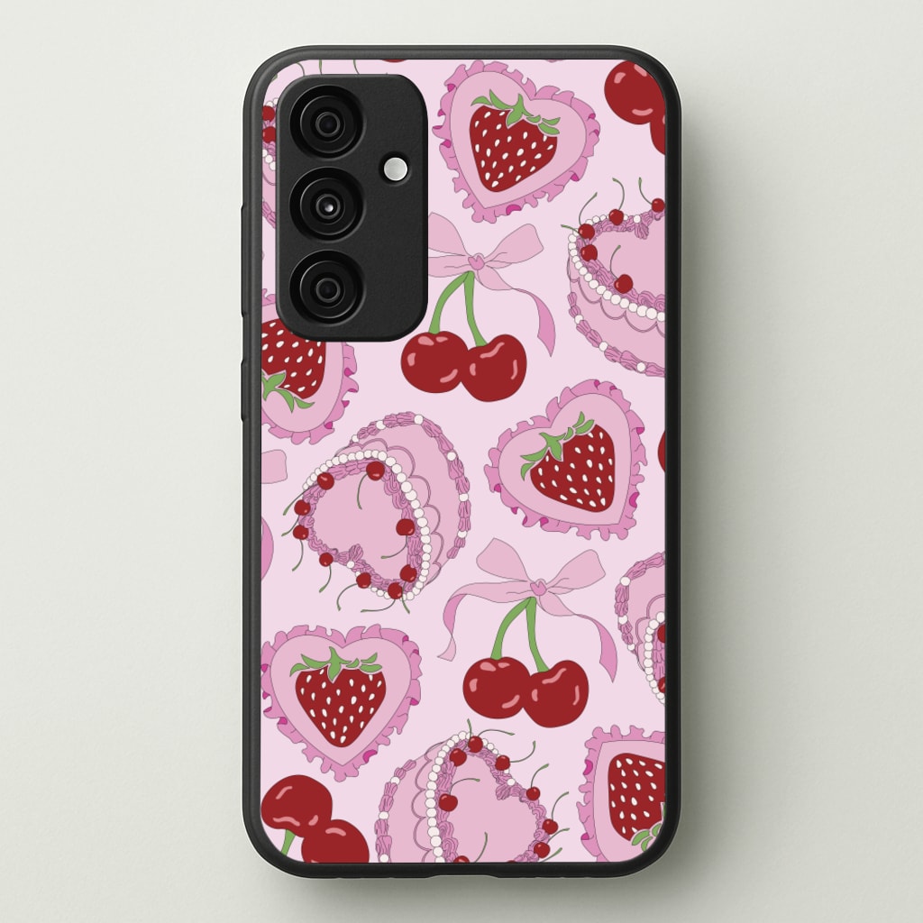 Cherries, Strawberries And Cake - Valentine's Day - Valentine's Day Phone Case for Galaxy A35