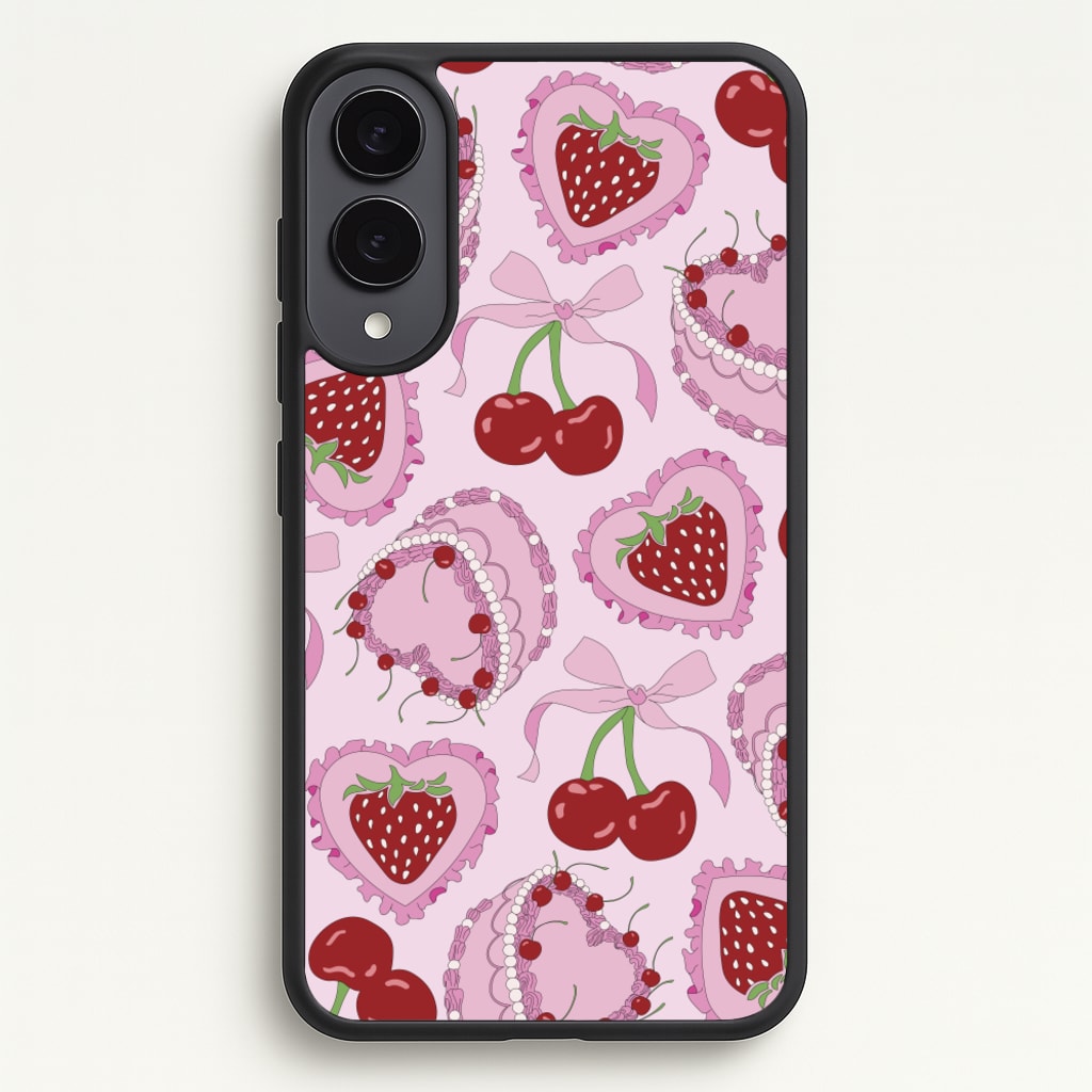 Cherries, Strawberries And Cake - Valentine's Day - Valentine's Day Phone Case for Galaxy S25 Edge
