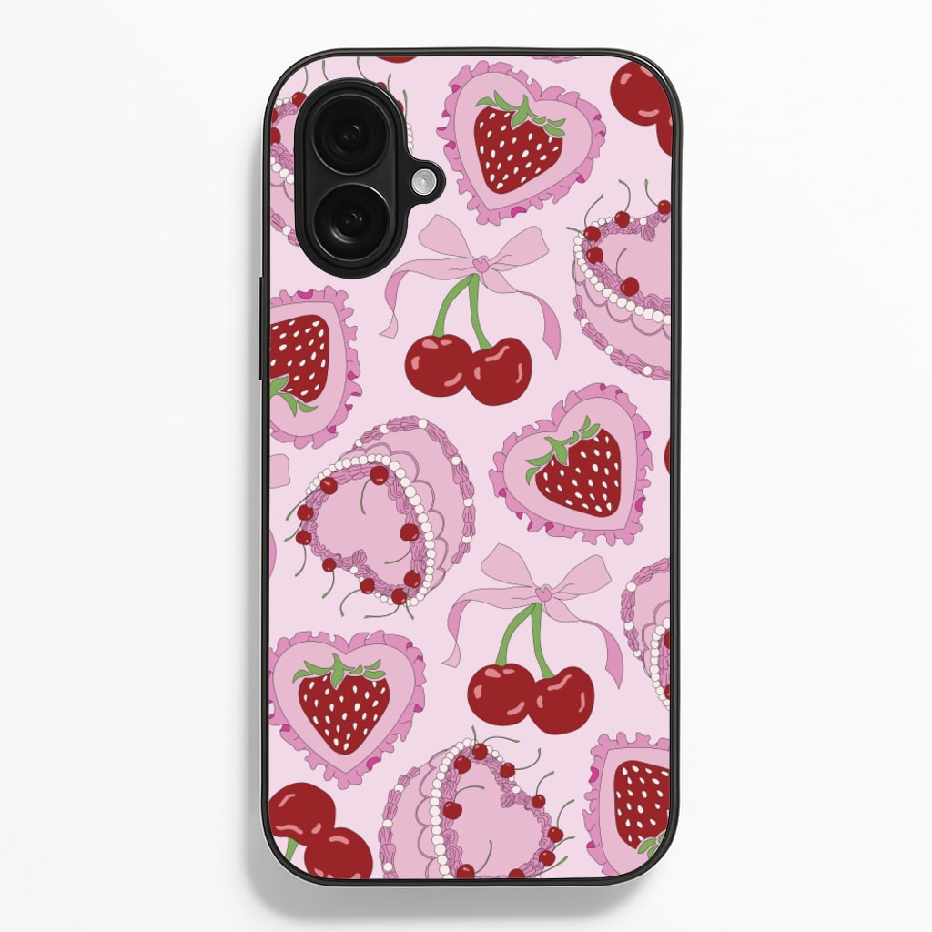 Cherries, Strawberries And Cake - Valentine's Day - Valentine's Day Phone Case for iPhone 16 Plus