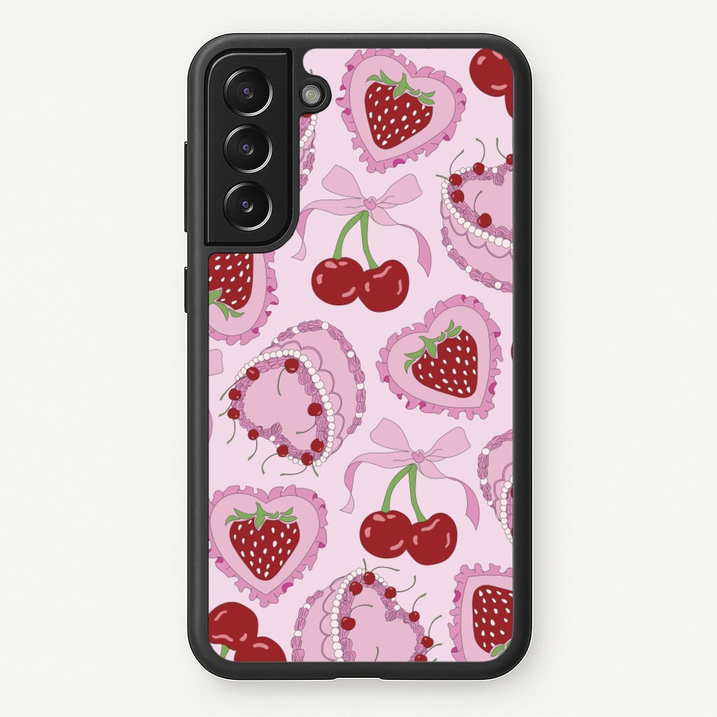 Cherries, Strawberries And Cake - Valentine's Day - Valentine's Day Phone Case for Galaxy S21