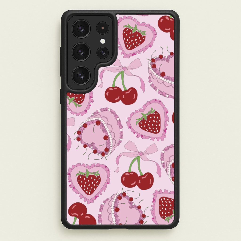 Cherries, Strawberries And Cake - Valentine's Day - Valentine's Day Phone Case for Galaxy S22 Ultra