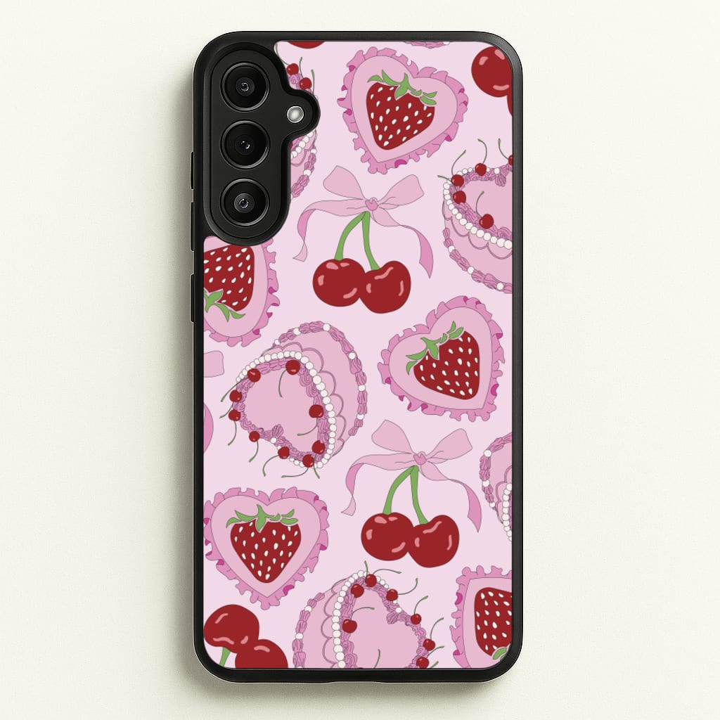 Cherries, Strawberries And Cake - Valentine's Day - Valentine's Day Phone Case for Galaxy A34