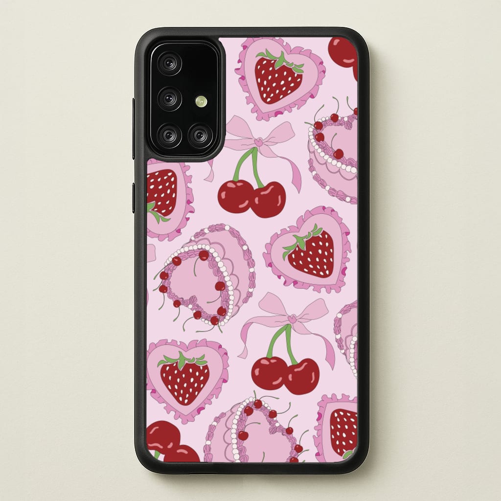 Cherries, Strawberries And Cake - Valentine's Day - Valentine's Day Phone Case for Galaxy A71