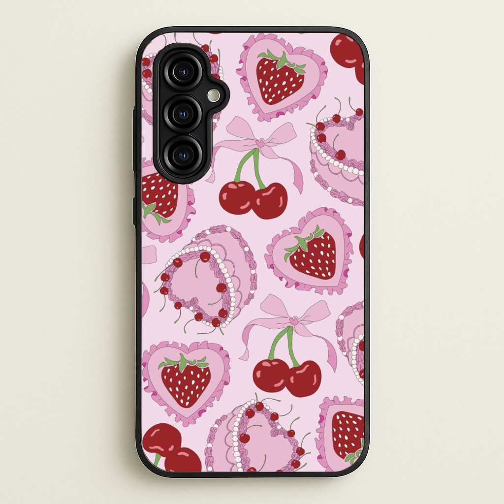 Cherries, Strawberries And Cake - Valentine's Day - Valentine's Day Phone Case for Galaxy A54