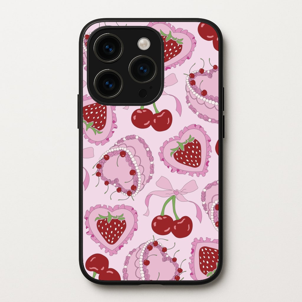 Cherries, Strawberries And Cake - Valentine's Day - Valentine's Day Phone Case for iPhone 15 Pro