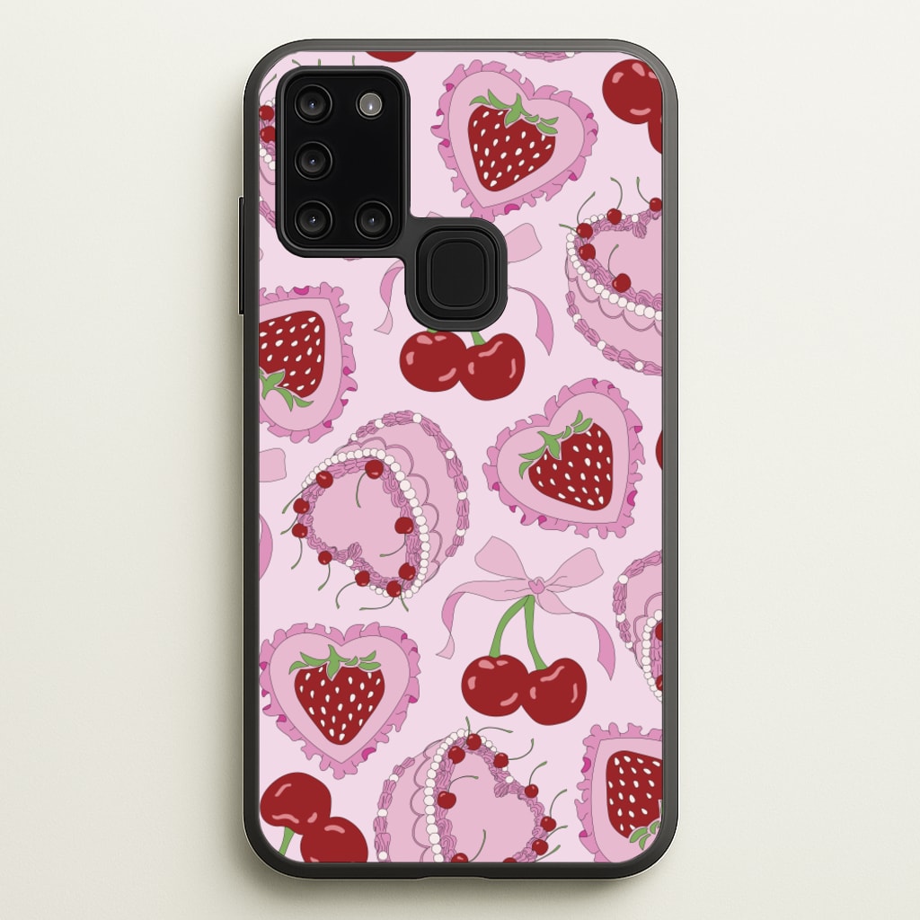 Cherries, Strawberries And Cake - Valentine's Day - Valentine's Day Phone Case for Galaxy A21s
