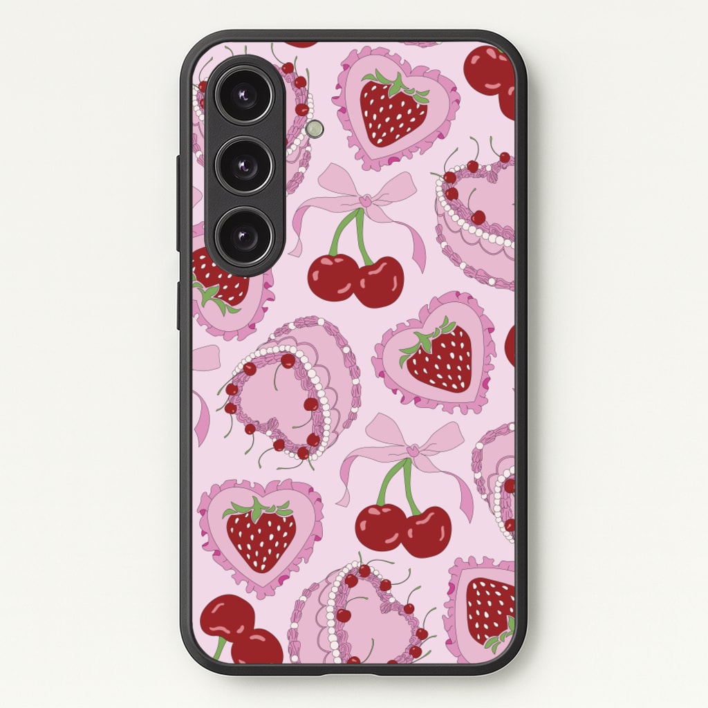 Cherries, Strawberries And Cake - Valentine's Day - Valentine's Day Phone Case for Galaxy S24