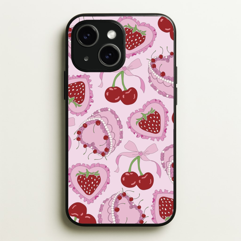 Cherries, Strawberries And Cake - Valentine's Day - Valentine's Day Phone Case for iPhone 14