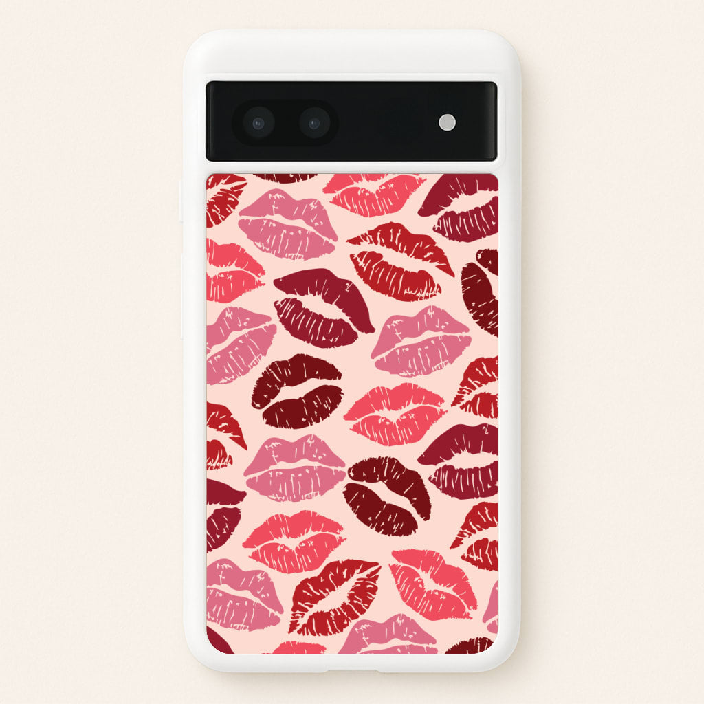 Valentine's Lips Pattern - Valentine's Day Phone Case for Google Pixel 7a