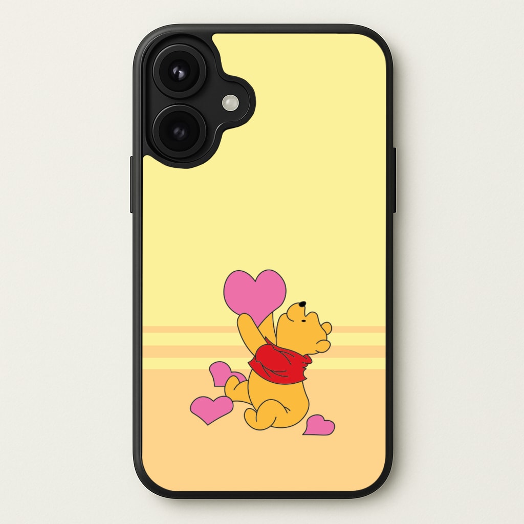 Pooh Love Heart Balloons Valentine's Phone Case for iPhone 17