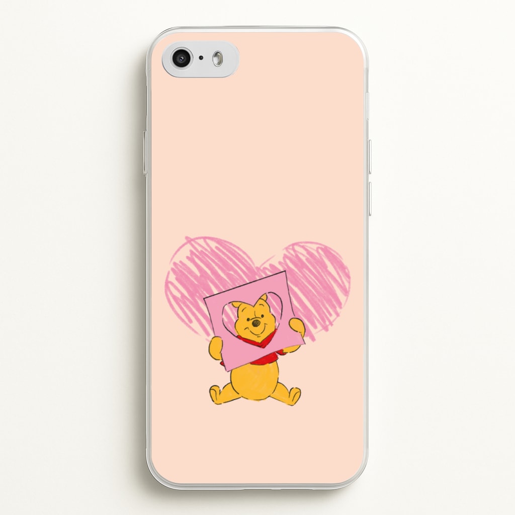 Pooh Heart Drawing Valentine's - Disney Valentine's Phone Case for iPhone 5 / 5s / SE 2016
