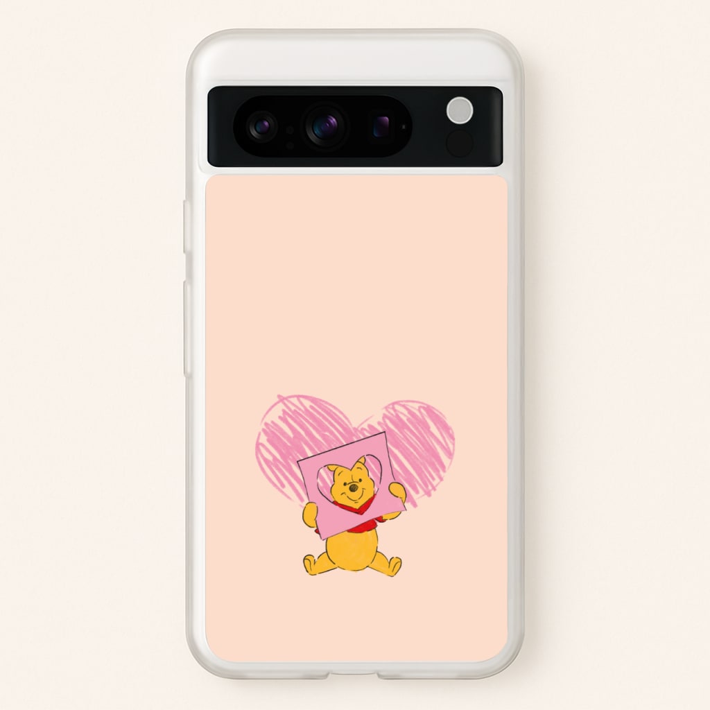 Pooh Heart Drawing Valentine's - Disney Valentine's Phone Case for Google Pixel 8 Pro