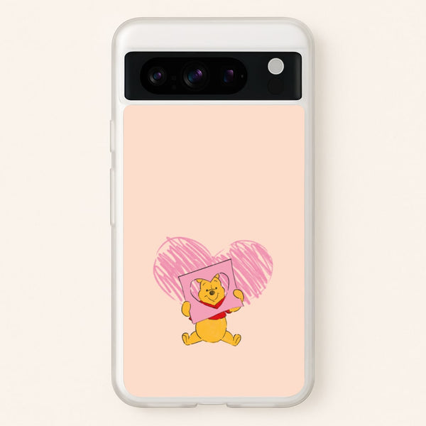 Pooh Heart Drawing Valentine's - Disney Valentine's Phone Case for Google Pixel 8 Pro